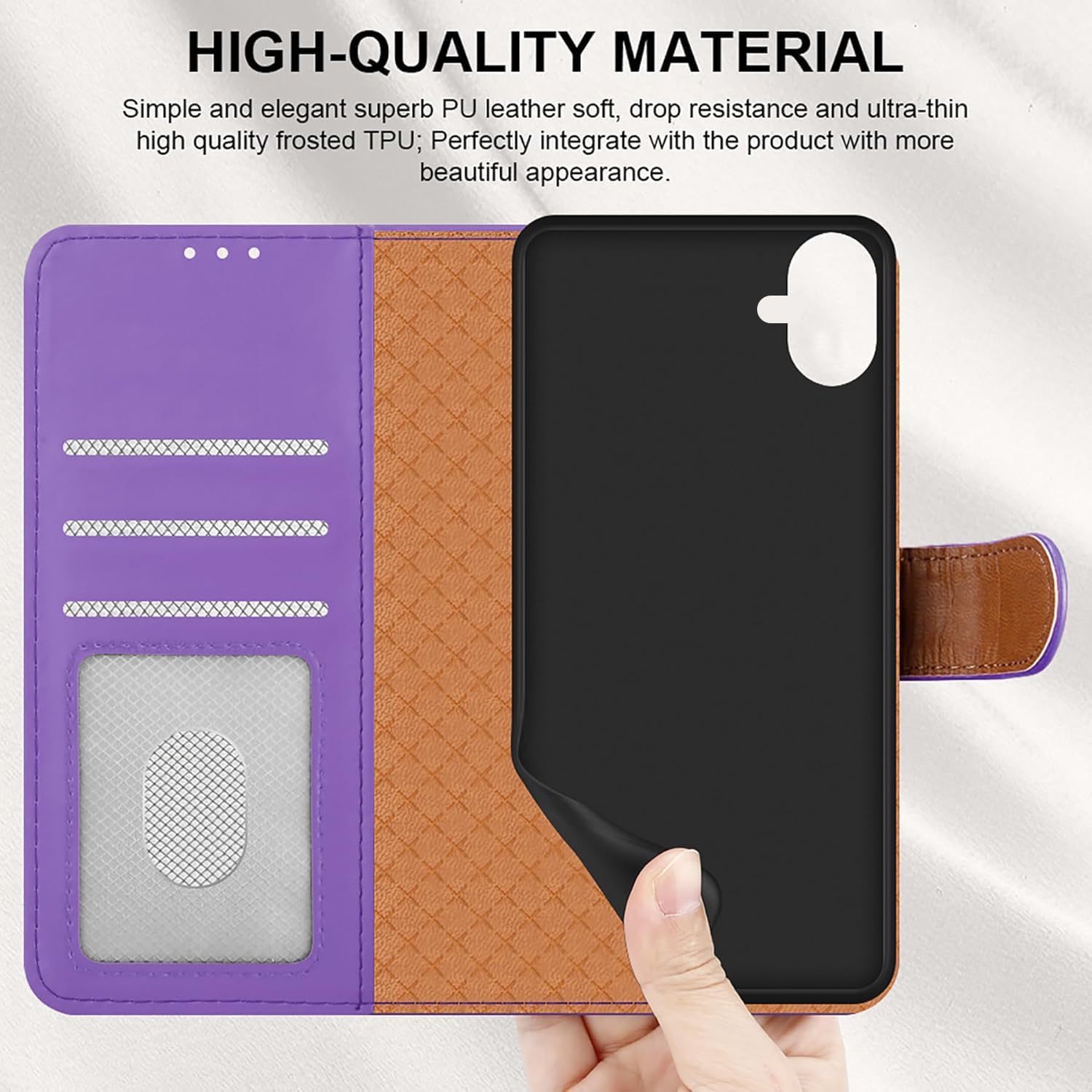 iCatchy for iPhone 16 Case (6.1-Inch) - Leather Wallet Card Slots Magnetic Closure Kickstand RFID Blocking Phone Cover with 2X HD Tempered Glass Screen Protector