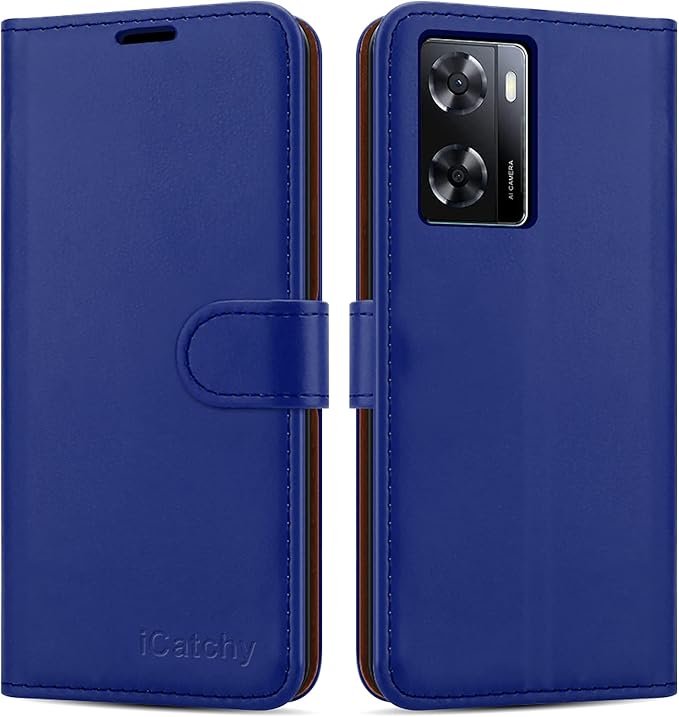 iCatchy for Oppo A57 5G Case Leather Wallet Book Flip Folio Stand View Cover with Card Slots and Kickstand for Oppo A57 5G Phone Cover