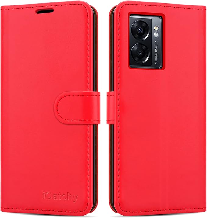 iCatchy for Oppo A57 5G Case Leather Wallet Book Flip Folio Stand View Cover with Card Slots and Kickstand for Oppo A57 5G Phone Cover