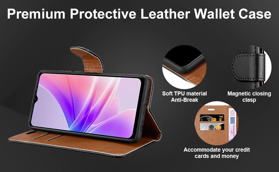 iCatchy for Oppo A57 5G Case Leather Wallet Book Flip Folio Stand View Cover with Card Slots and Kickstand for Oppo A57 5G Phone Cover