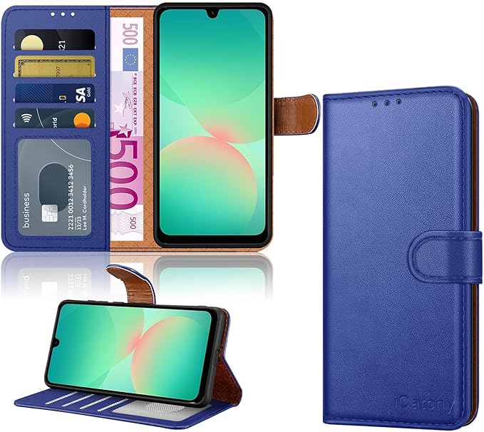 iCatchy for Samsung A26 5G Case with 4 Card Slots Leather Wallet Flip Book RFID Blocking Magnetic Closure Kickstand Shockproof Protective Phone Cover compatible with Galaxy A26