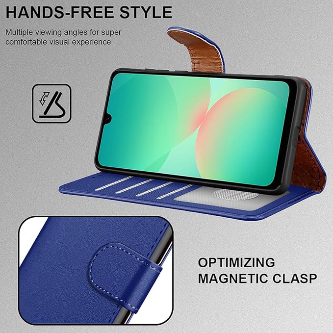 iCatchy for Samsung A26 5G Case with 4 Card Slots Leather Wallet Flip Book RFID Blocking Magnetic Closure Kickstand Shockproof Protective Phone Cover compatible with Galaxy A26