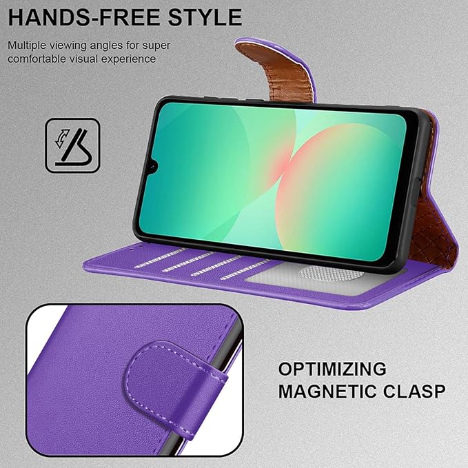 iCatchy for Samsung A26 5G Case with 4 Card Slots Leather Wallet Flip Book RFID Blocking Magnetic Closure Kickstand Shockproof Protective Phone Cover compatible with Galaxy A26