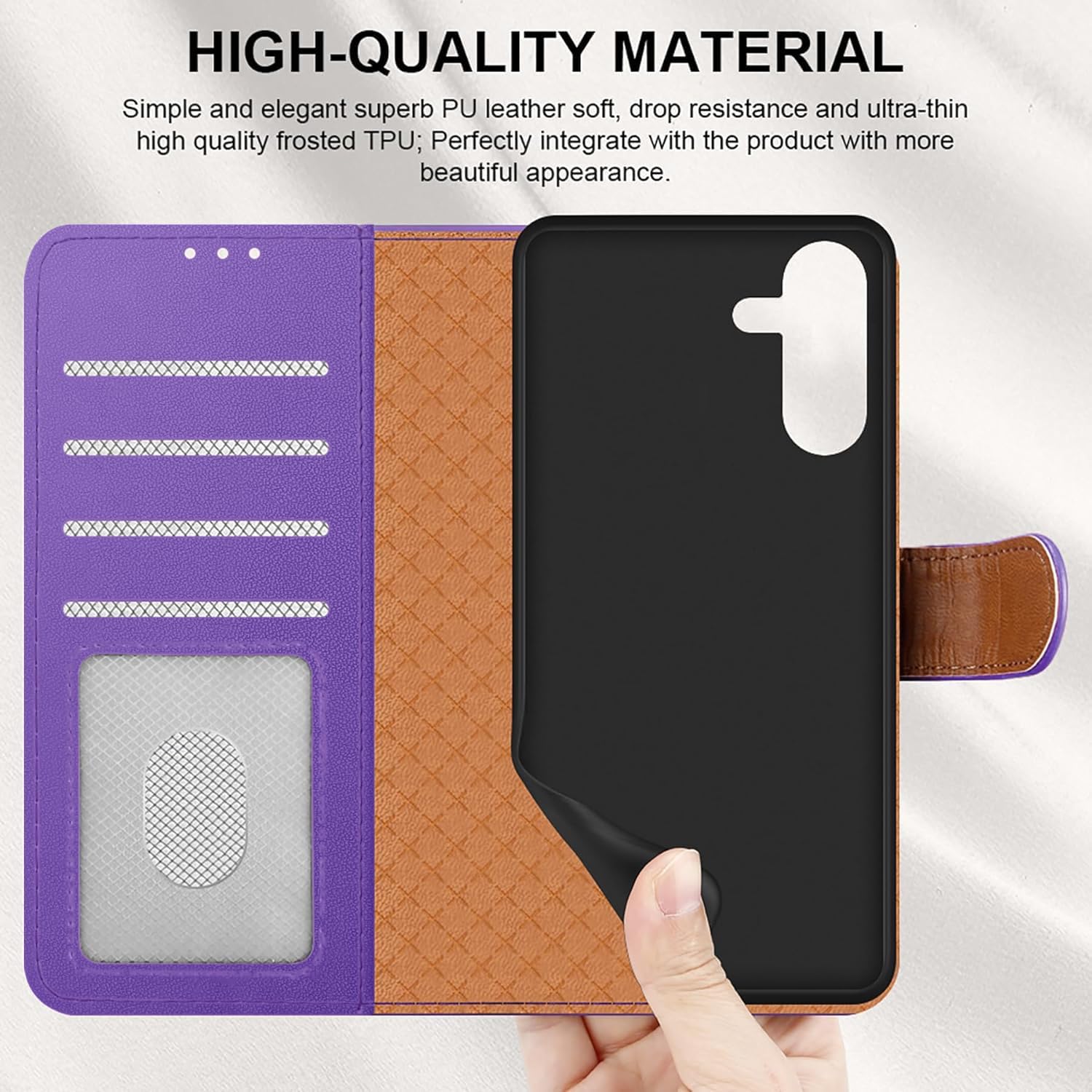 iCatchy for Samsung A26 5G Case with 4 Card Slots Leather Wallet Flip Book RFID Blocking Magnetic Closure Kickstand Shockproof Protective Phone Cover compatible with Galaxy A26