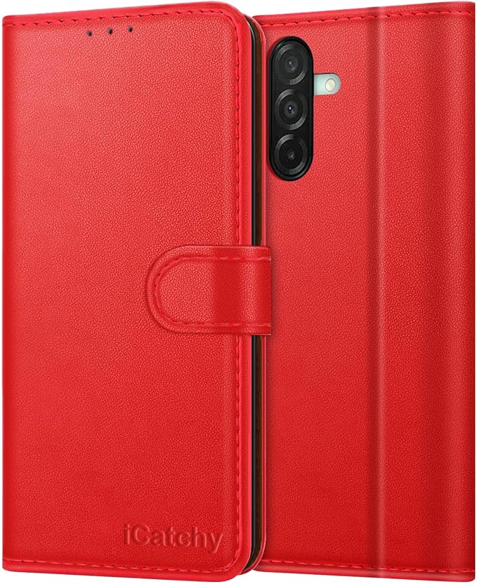 iCatchy for Samsung A26 5G Case with 4 Card Slots Leather Wallet Flip Book RFID Blocking Magnetic Closure Kickstand Shockproof Protective Phone Cover compatible with Galaxy A26