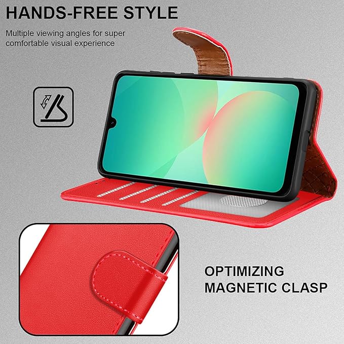 iCatchy for Samsung A26 5G Case with 4 Card Slots Leather Wallet Flip Book RFID Blocking Magnetic Closure Kickstand Shockproof Protective Phone Cover compatible with Galaxy A26