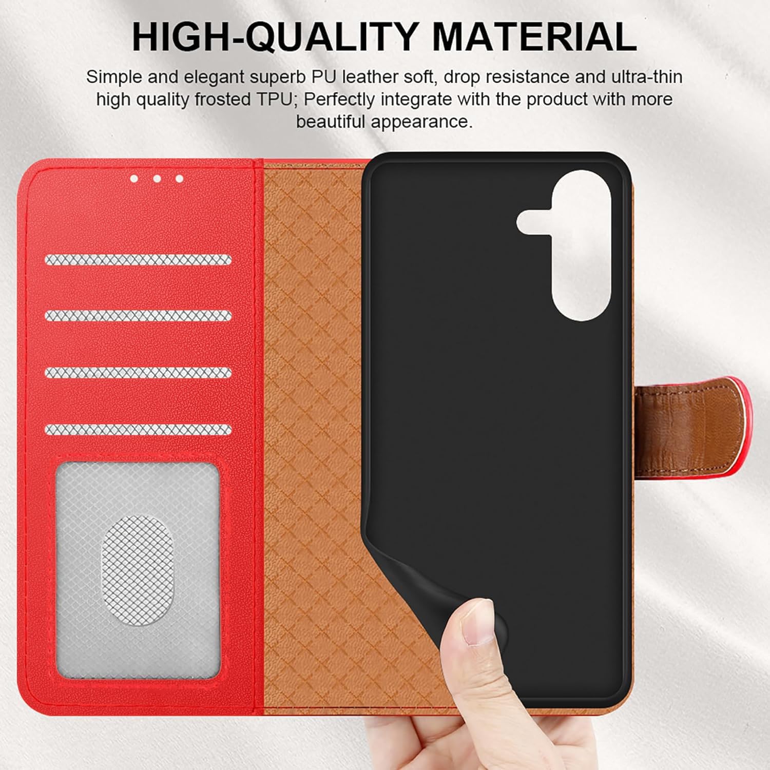 iCatchy for Samsung A26 5G Case with 4 Card Slots Leather Wallet Flip Book RFID Blocking Magnetic Closure Kickstand Shockproof Protective Phone Cover compatible with Galaxy A26