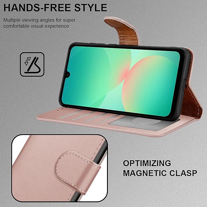 iCatchy for Samsung A26 5G Case with 4 Card Slots Leather Wallet Flip Book RFID Blocking Magnetic Closure Kickstand Shockproof Protective Phone Cover compatible with Galaxy A26