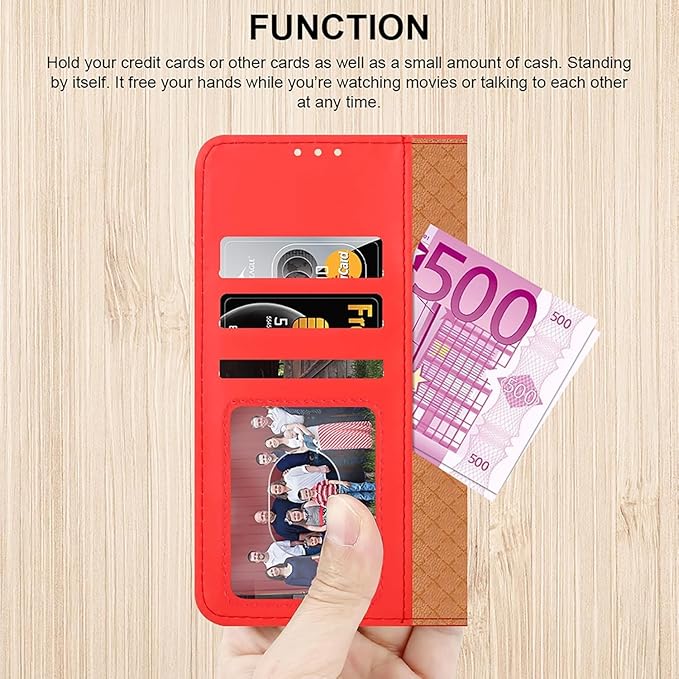 iCatchy for iPhone 16 Case (6.1-Inch) - Leather Wallet Card Slots Magnetic Closure Kickstand RFID Blocking Phone Cover with 2X HD Tempered Glass Screen Protector