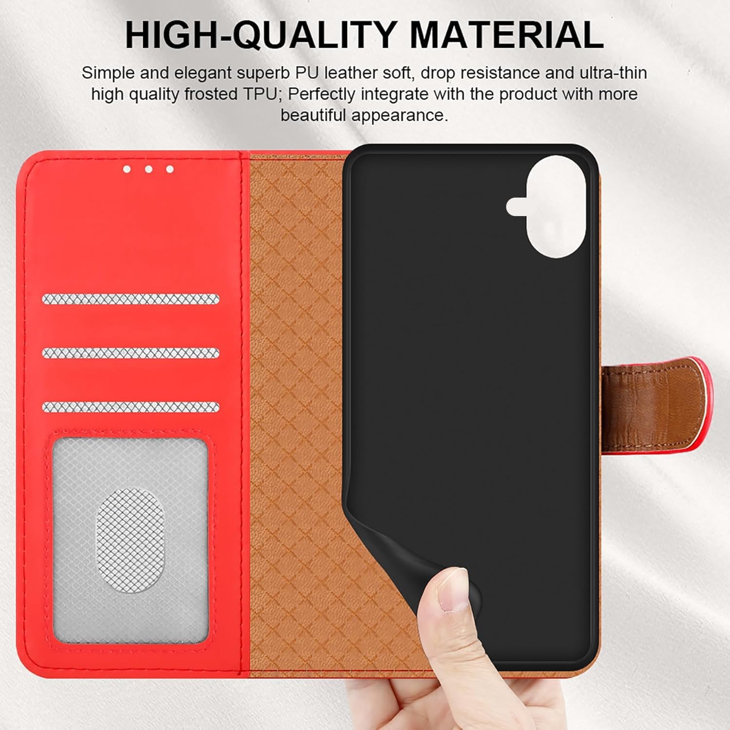 iCatchy for iPhone 16 Case (6.1-Inch) - Leather Wallet Card Slots Magnetic Closure Kickstand RFID Blocking Phone Cover with 2X HD Tempered Glass Screen Protector