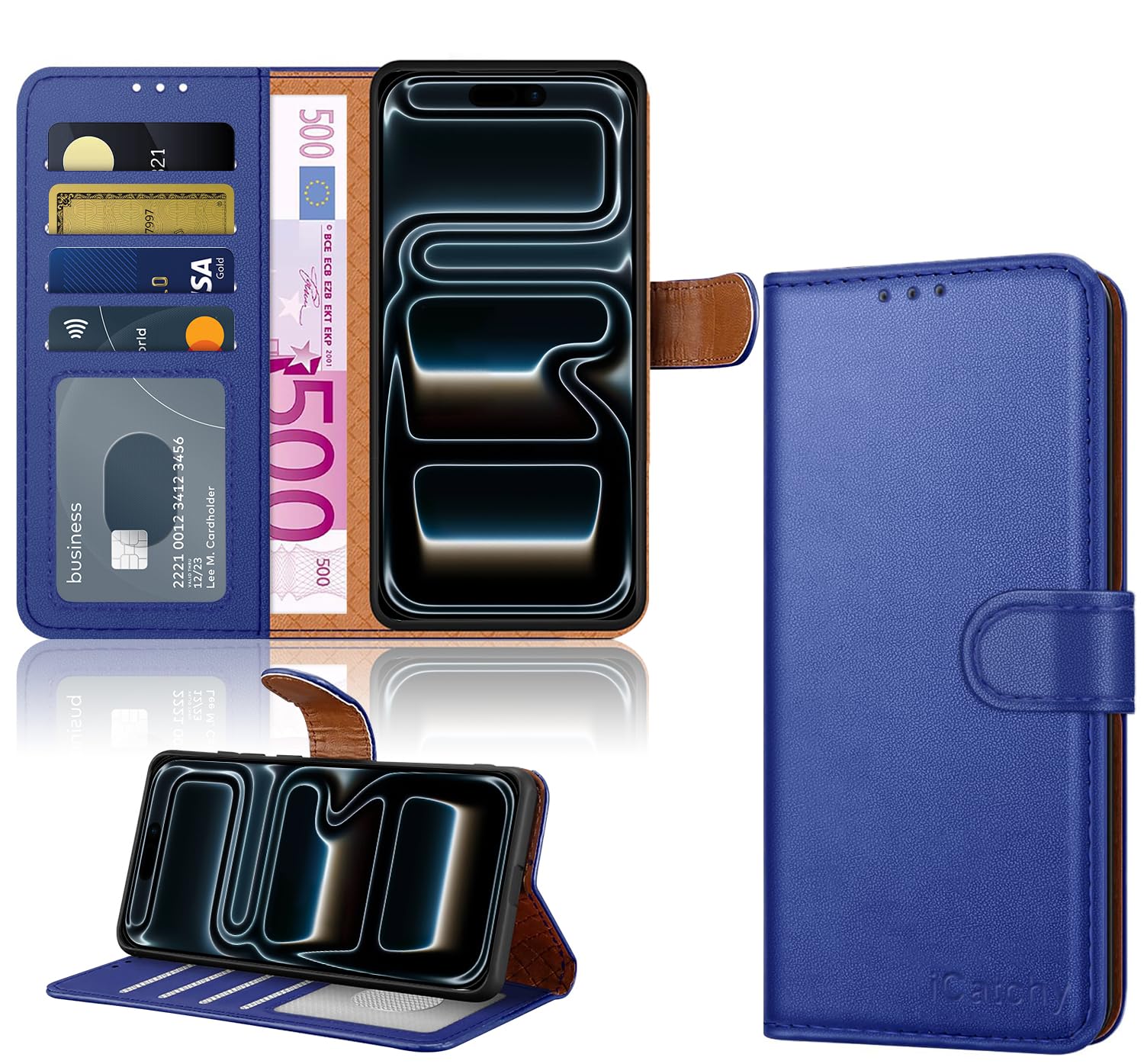 iCatchy for iPhone 17 Pro Max Case with 4 Card Slots Leather Wallet Flip Book Magnetic Closure Kickstand Shockproof Protective Phone Cover compatible with iPhone 17 Pro Max