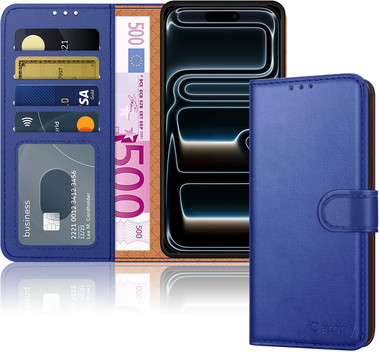 iCatchy for iPhone 17 Pro Max Case with 4 Card Slots Leather Wallet Flip Book Magnetic Closure Kickstand Shockproof Protective Phone Cover compatible with iPhone 17 Pro Max