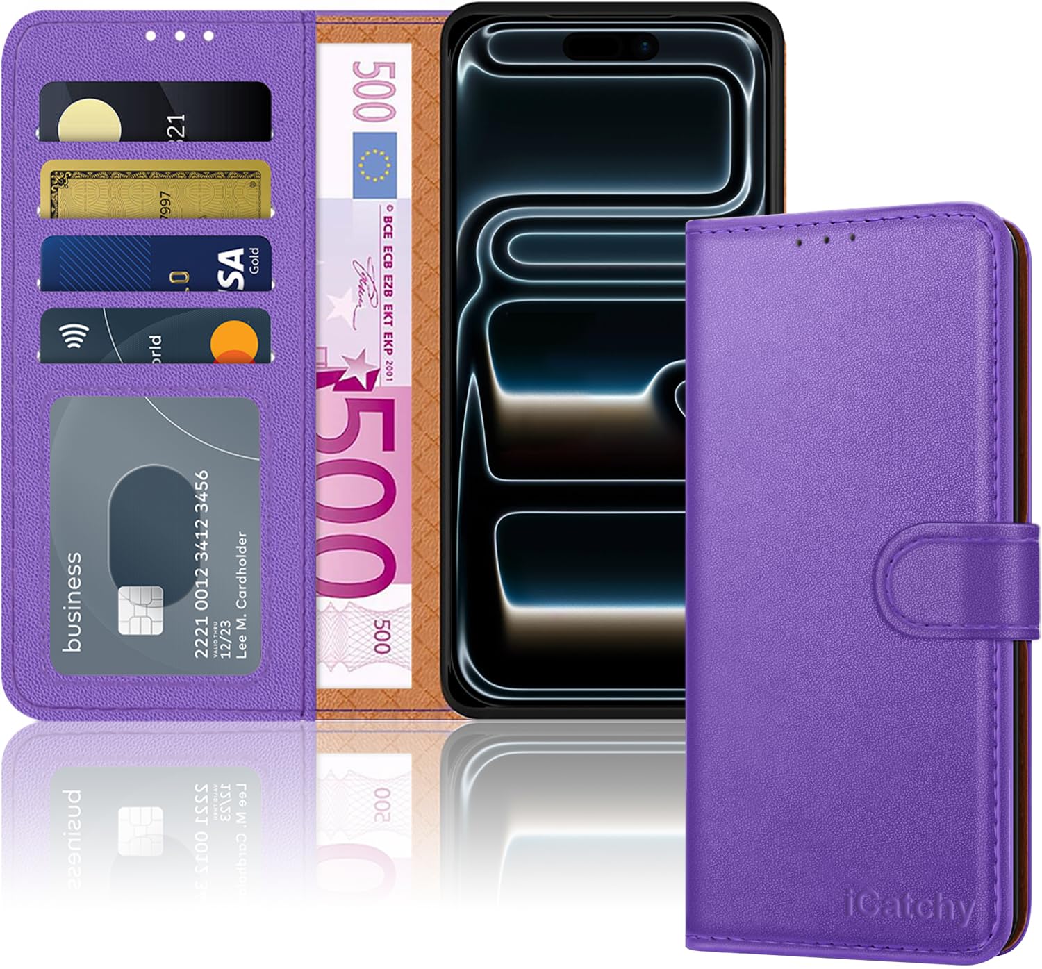 iCatchy for iPhone 17 Pro Max Case with 4 Card Slots Leather Wallet Flip Book Magnetic Closure Kickstand Shockproof Protective Phone Cover compatible with iPhone 17 Pro Max