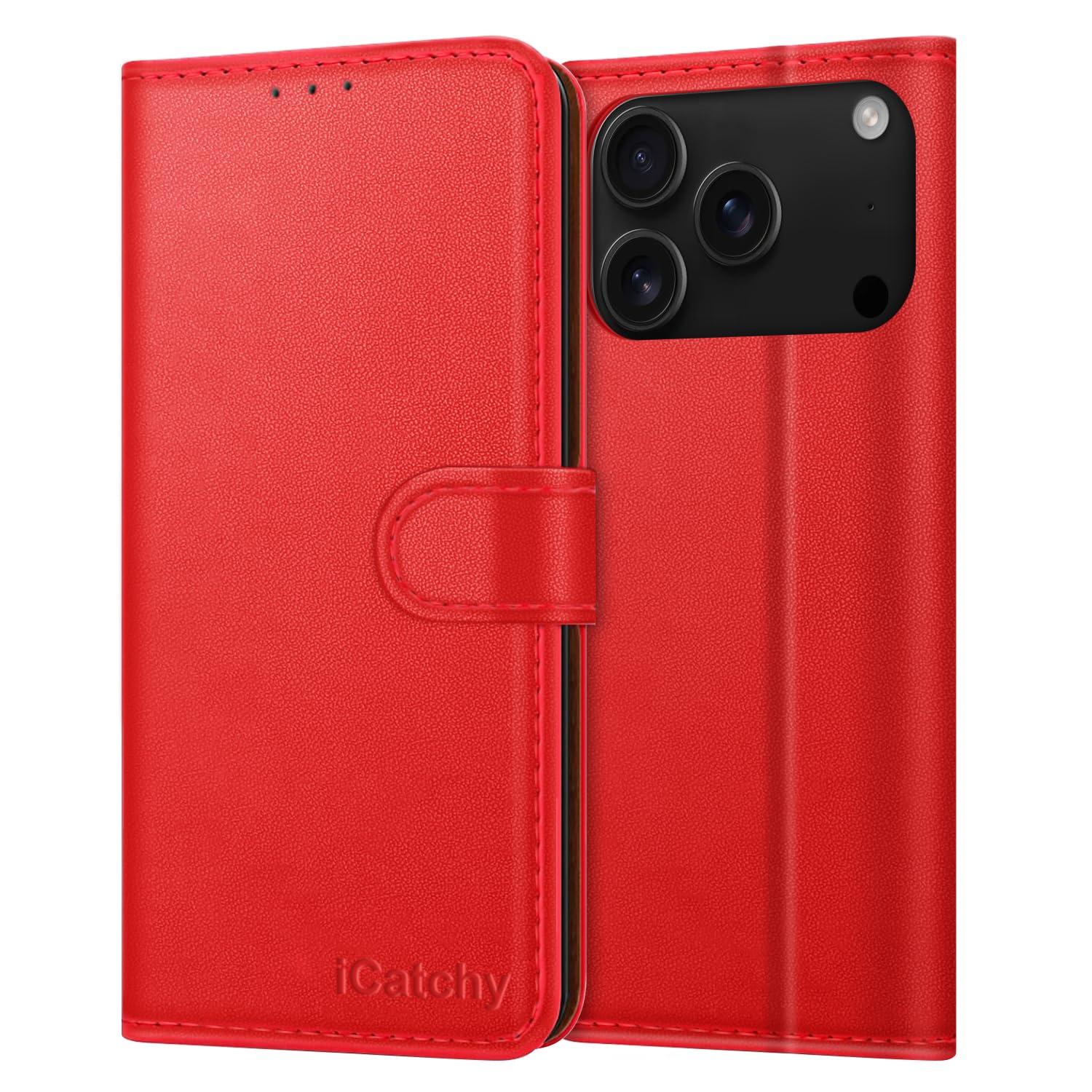 iCatchy for iPhone 17 Pro Max Case with 4 Card Slots Leather Wallet Flip Book Magnetic Closure Kickstand Shockproof Protective Phone Cover compatible with iPhone 17 Pro Max