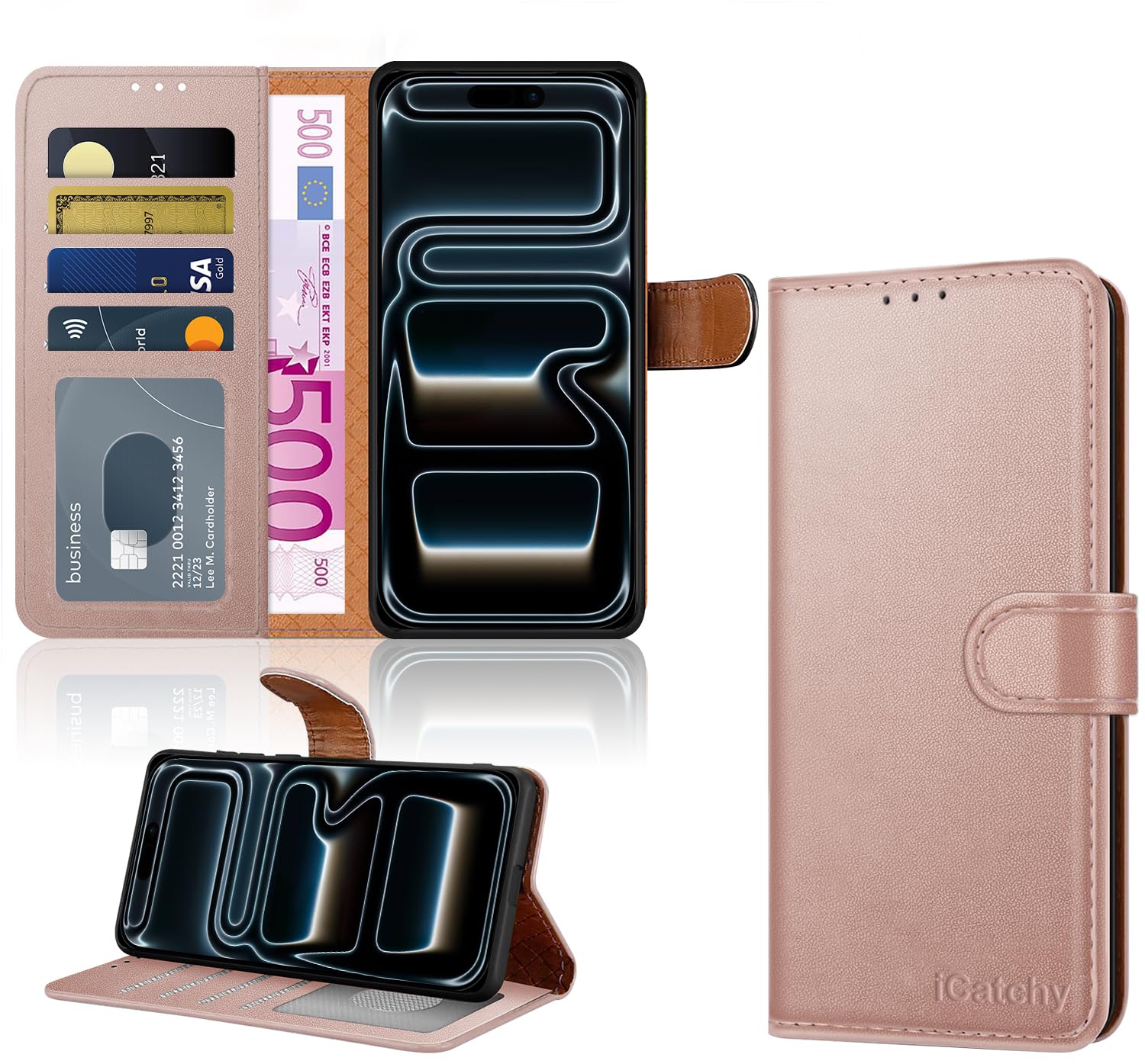 iCatchy for iPhone 17 Pro Max Case with 4 Card Slots Leather Wallet Flip Book Magnetic Closure Kickstand Shockproof Protective Phone Cover compatible with iPhone 17 Pro Max