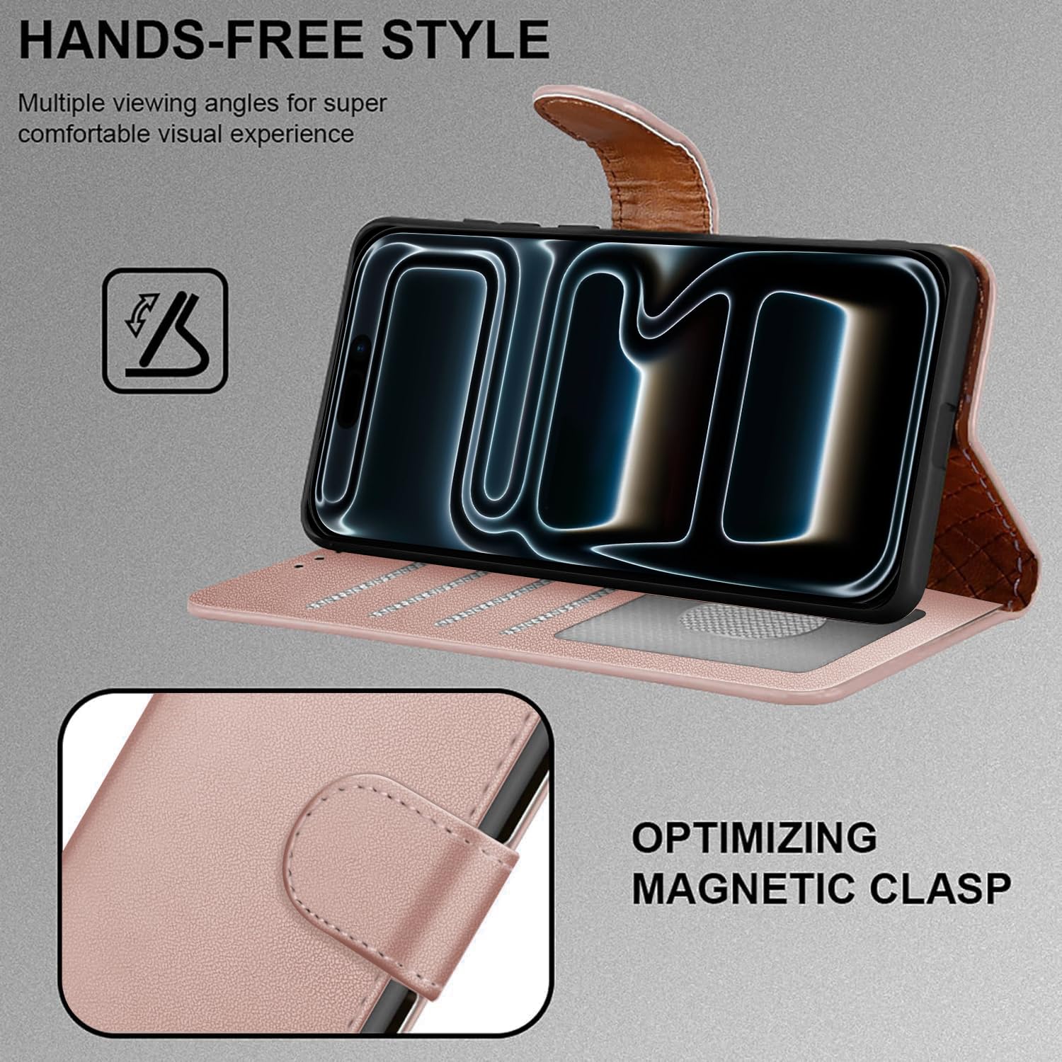 iCatchy for iPhone 17 Pro Max Case with 4 Card Slots Leather Wallet Flip Book Magnetic Closure Kickstand Shockproof Protective Phone Cover compatible with iPhone 17 Pro Max