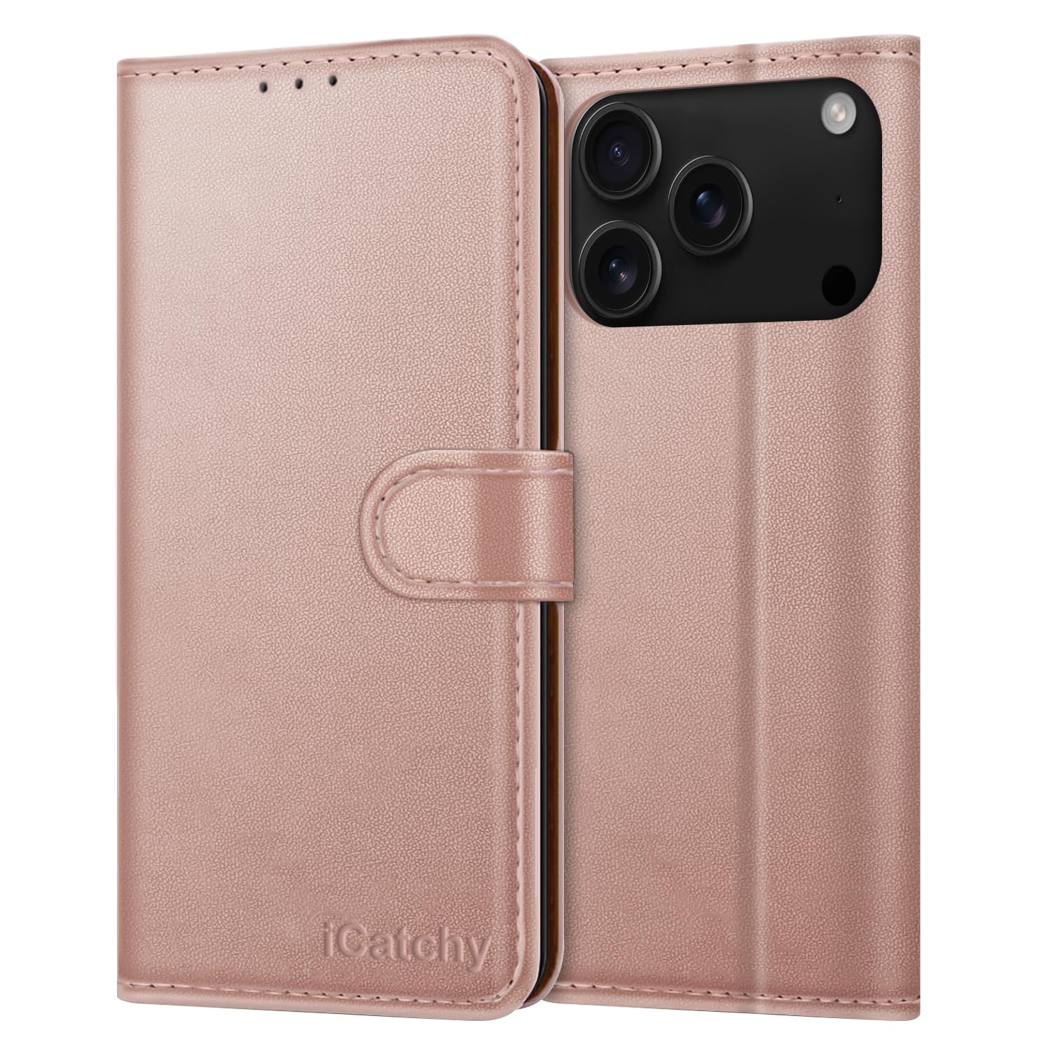 iCatchy for iPhone 17 Pro Max Case with 4 Card Slots Leather Wallet Flip Book Magnetic Closure Kickstand Shockproof Protective Phone Cover compatible with iPhone 17 Pro Max