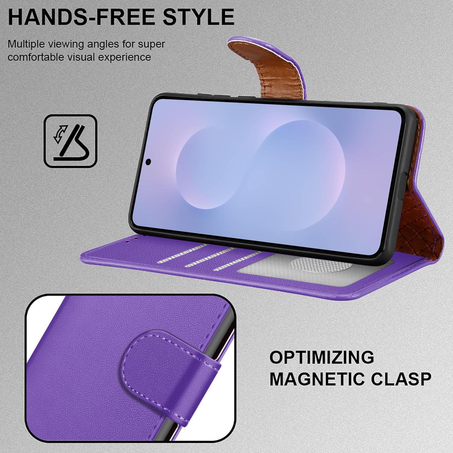 iCatchy for Samsung S25 Edge Case with 4 Card Slots Leather Wallet Flip Book RFID Blocking Magnetic Closure Kickstand Shockproof Protective Phone Cover compatible with Galaxy 25 Edge