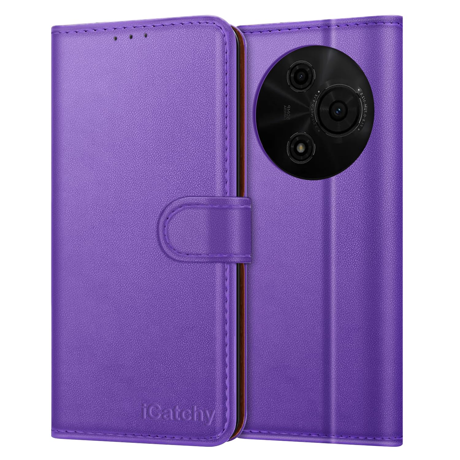 iCatchy for TCL 605 Case with 3 Card Slots Leather Wallet Flip Book RFID Blocking Magnetic Closure Kickstand Shockproof Protective Phone Cover compatible with TCL 605
