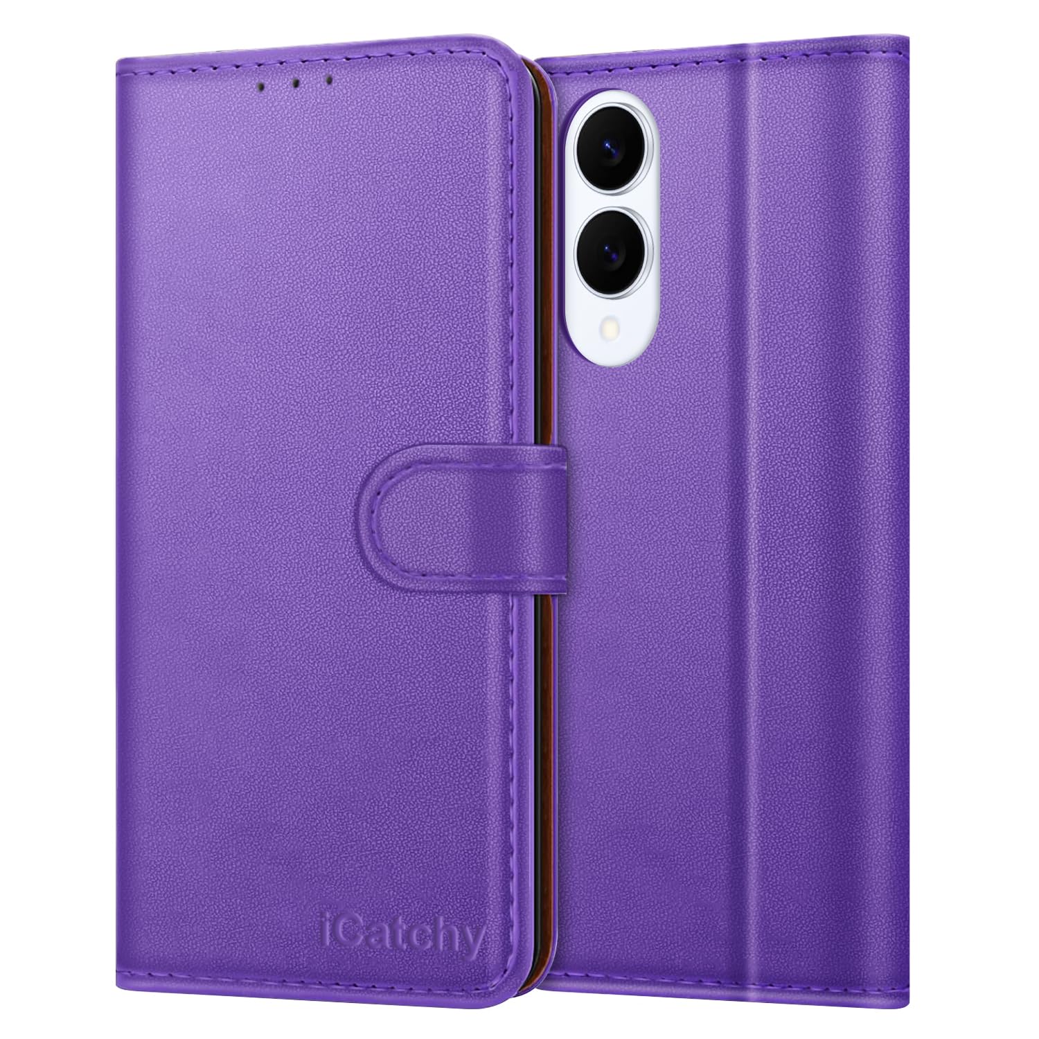 iCatchy for Samsung S25 Edge Case with 4 Card Slots Leather Wallet Flip Book RFID Blocking Magnetic Closure Kickstand Shockproof Protective Phone Cover compatible with Galaxy 25 Edge