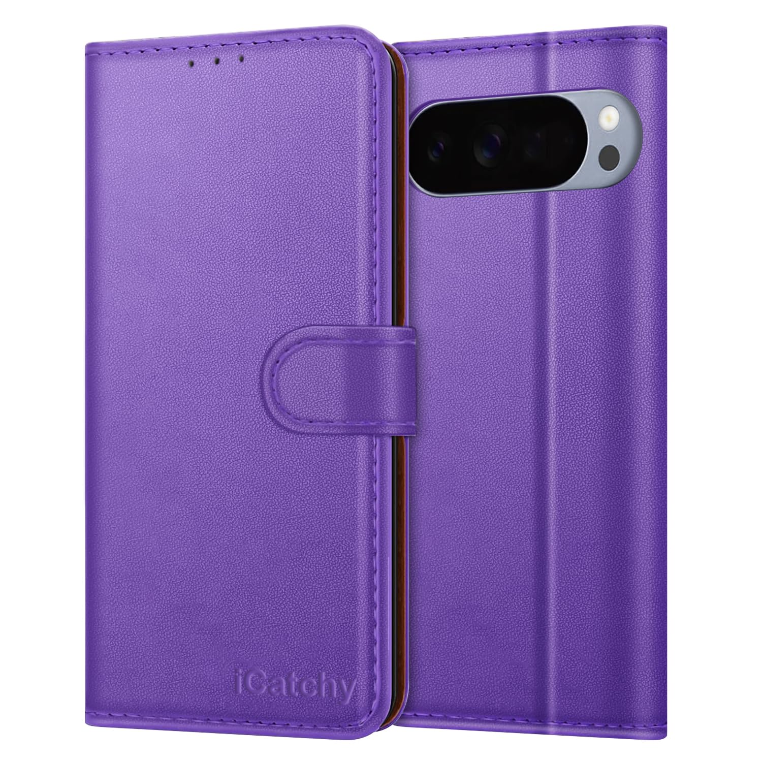 iCatchy Case for Google 10 Pro XL with 4 Card Slots Leather Wallet Flip Book Magnetic Closure Kickstand Shockproof Protective Phone Cover compatible with Pixel 10 Pro XL