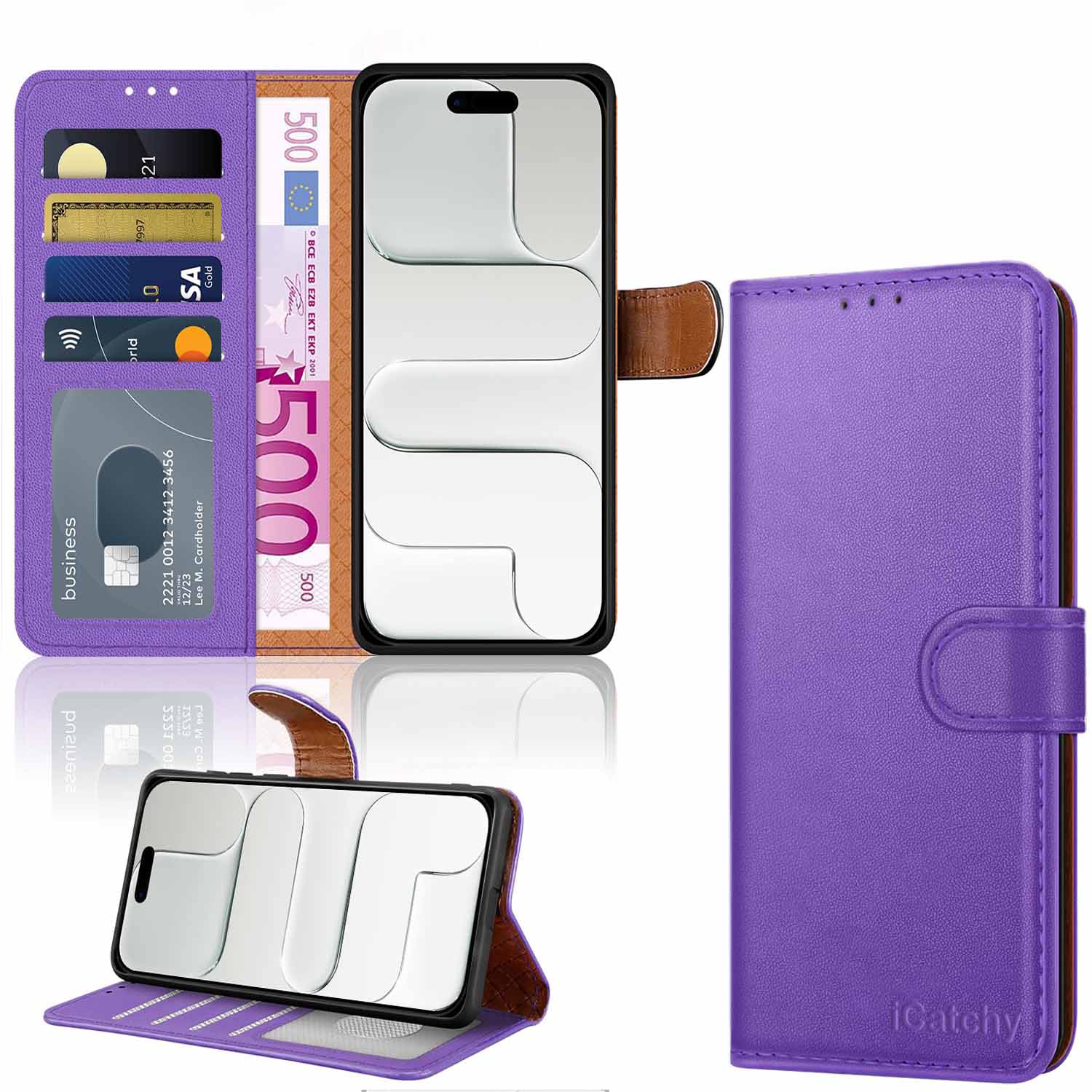 iCatchy for iPhone Air Case 6.5-Inch with 4 Card Slots Leather Wallet Flip Book Magnetic Closure Kickstand Shockproof Protective Phone Cover compatible with iPhone Air