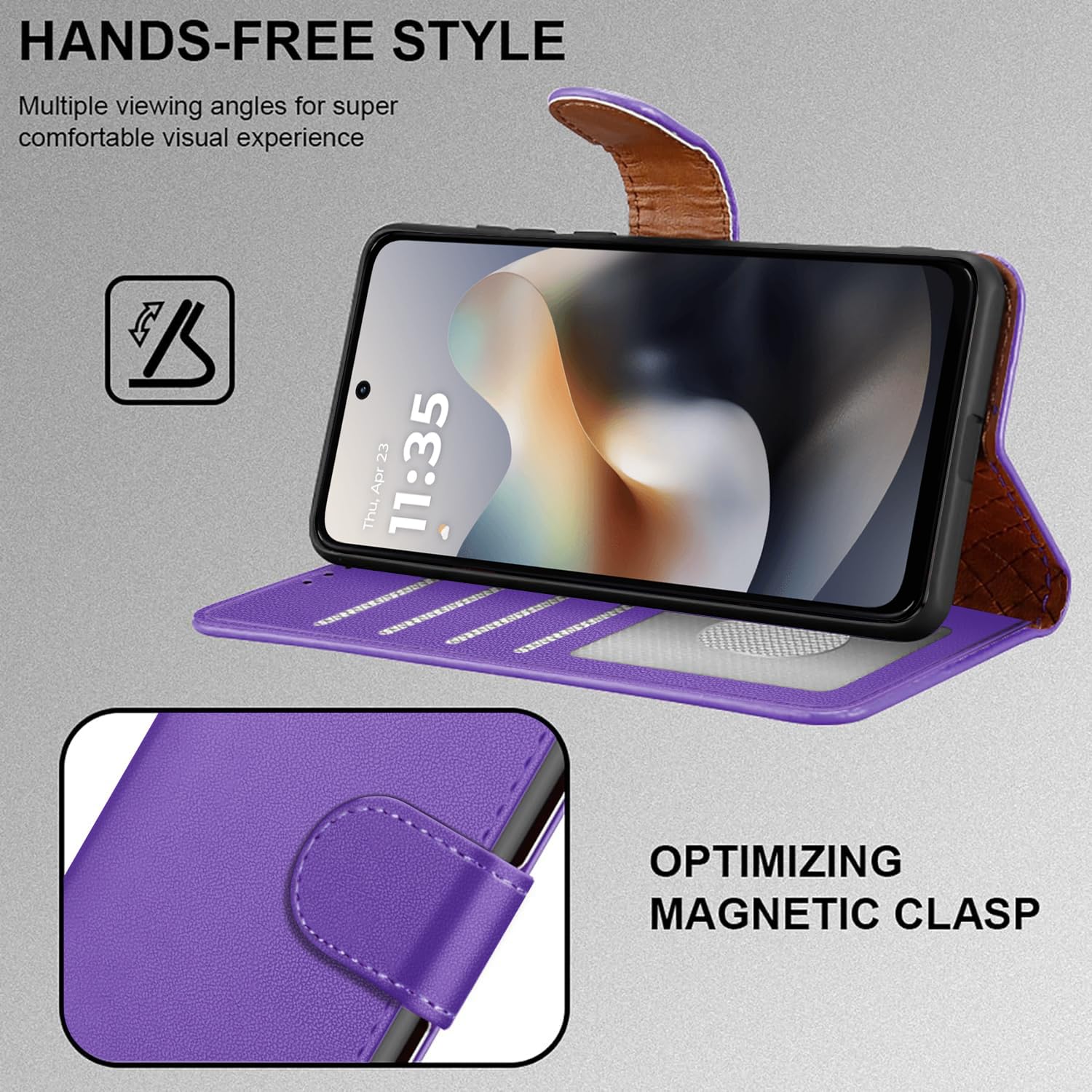 iCatchy for Motorola G56 5G Case with 4 Card Slots Leather Wallet Flip Book RFID Blocking Magnetic Closure Kickstand Shockproof Protective Phone Cover compatible with Moto G56