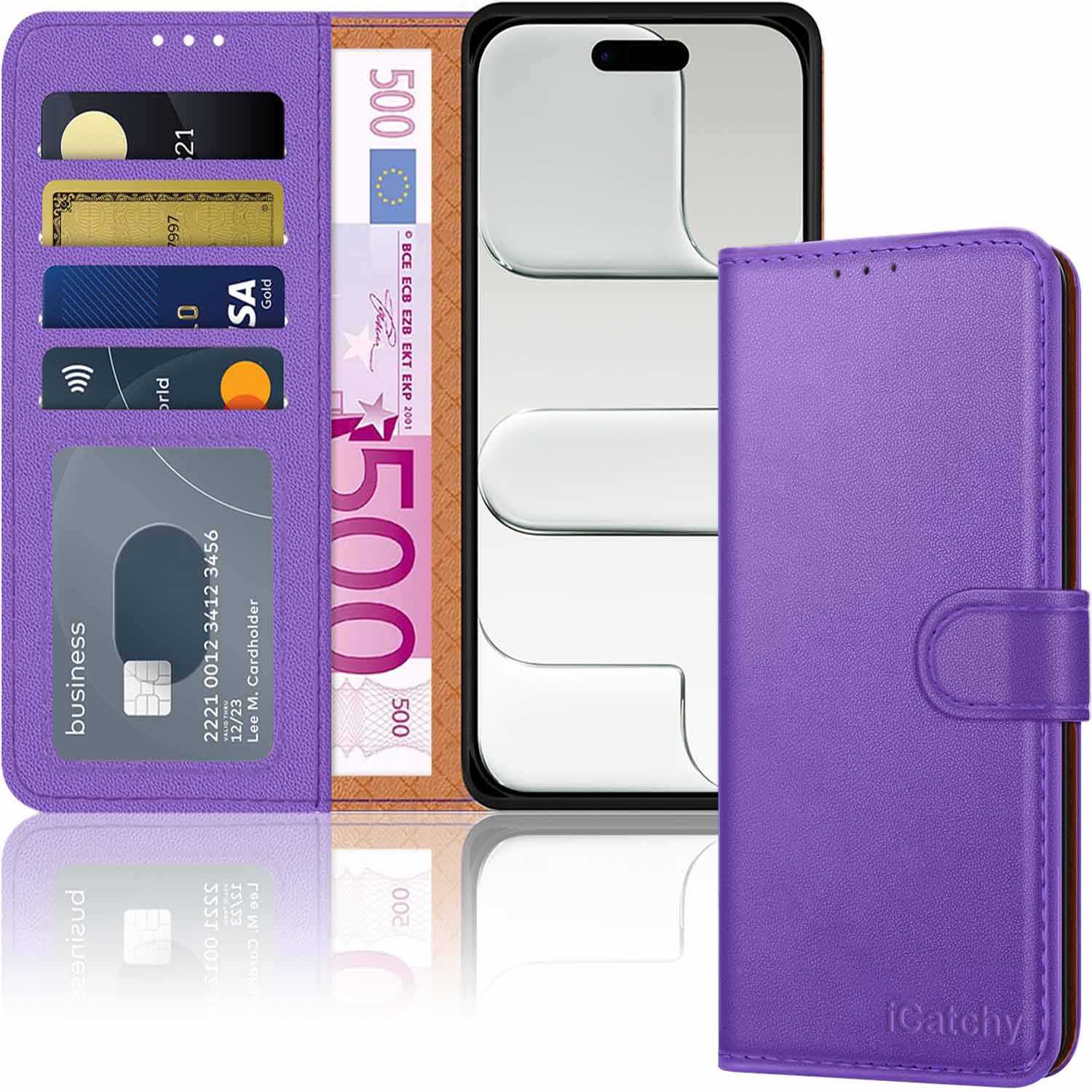 iCatchy for iPhone Air Case 6.5-Inch with 4 Card Slots Leather Wallet Flip Book Magnetic Closure Kickstand Shockproof Protective Phone Cover compatible with iPhone Air