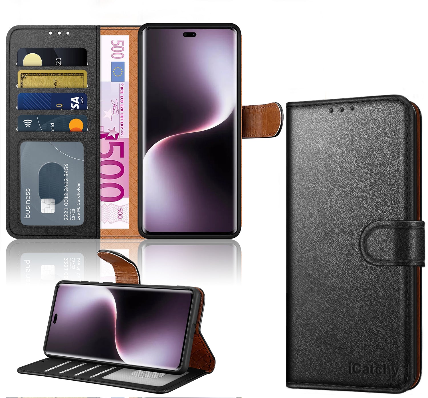 iCatchy for Honor Magic 7 Lite Case with 4 Card Slots Leather Wallet Flip Book RFID Blocking Magnetic Closure Kickstand Shockproof Protective Phone Cover Compatible with Magic 7 Lite