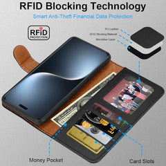 iCatchy for Honor Magic 7 Pro Case with 4 Card Slots Leather Wallet Flip Book RFID Blocking Magnetic Closure Kickstand Shockproof Protective Phone Cover Compatible with Magic 7 Pro