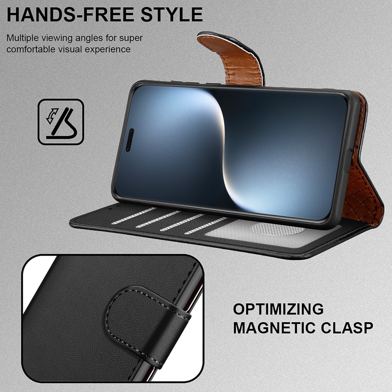 iCatchy for Honor Magic 7 Pro Case with 4 Card Slots Leather Wallet Flip Book RFID Blocking Magnetic Closure Kickstand Shockproof Protective Phone Cover Compatible with Magic 7 Pro