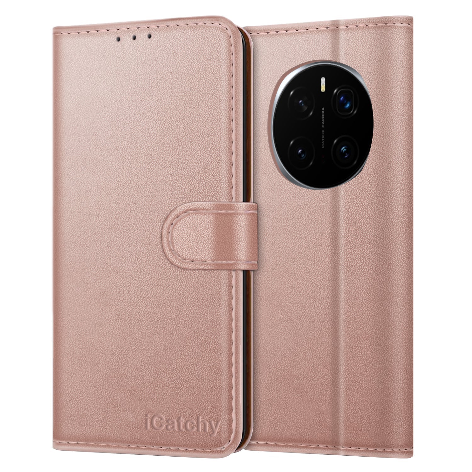 iCatchy for Honor Magic 7 Pro Case with 4 Card Slots Leather Wallet Flip Book RFID Blocking Magnetic Closure Kickstand Shockproof Protective Phone Cover Compatible with Magic 7 Pro