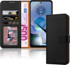 iCatchy for Motorola Moto G54 Case Leather Wallet Book Flip Folio Stand View Magnetic Protect RFID Blocking Cover Compatible with Motorola G54 5G Phone