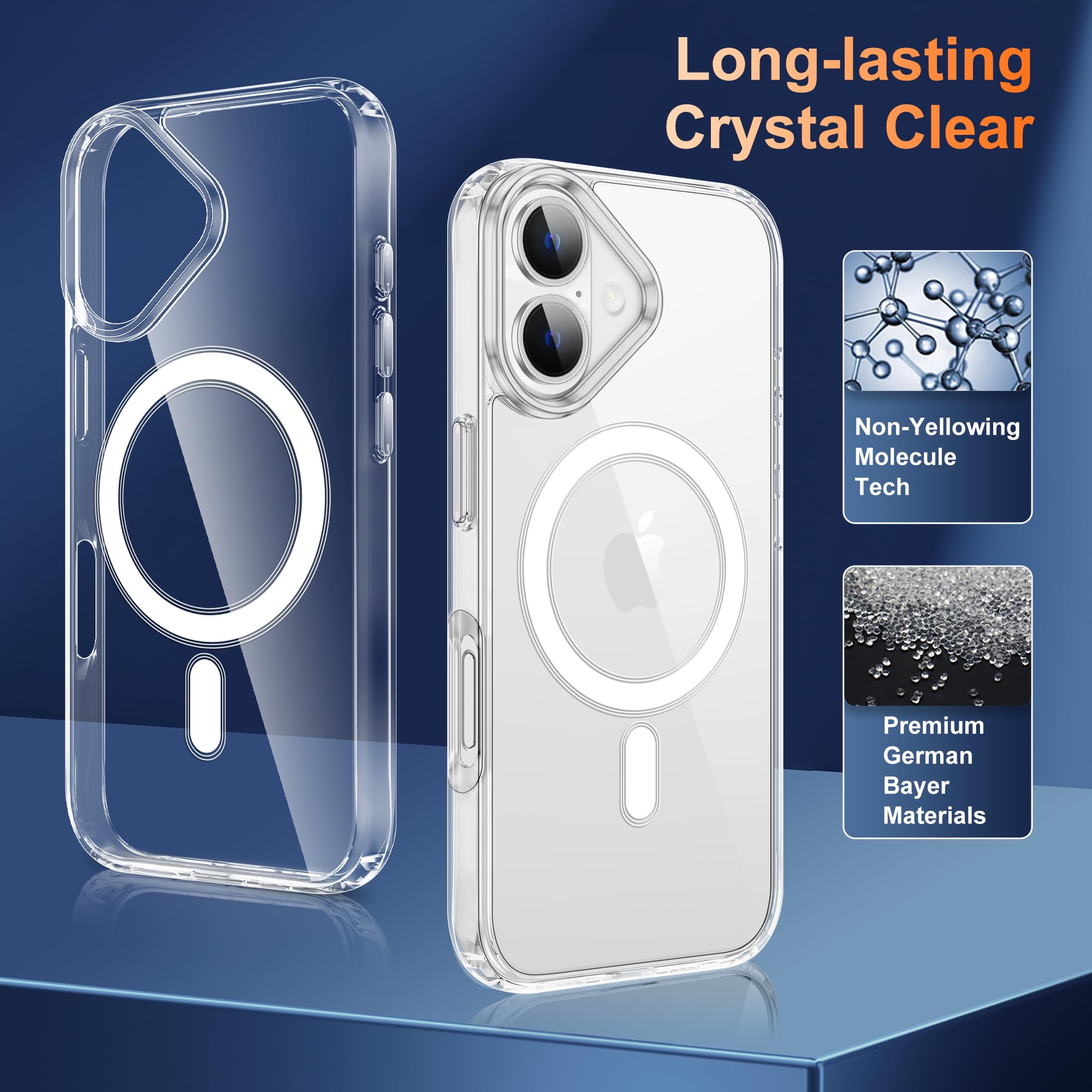 iCatchy for iPhone 17 Compatible with Magsafe Military Grade Drop Protection Anti Yellowing Cell Phone Cover - Rugged Shockproof Protective Transparent Case (Clear)