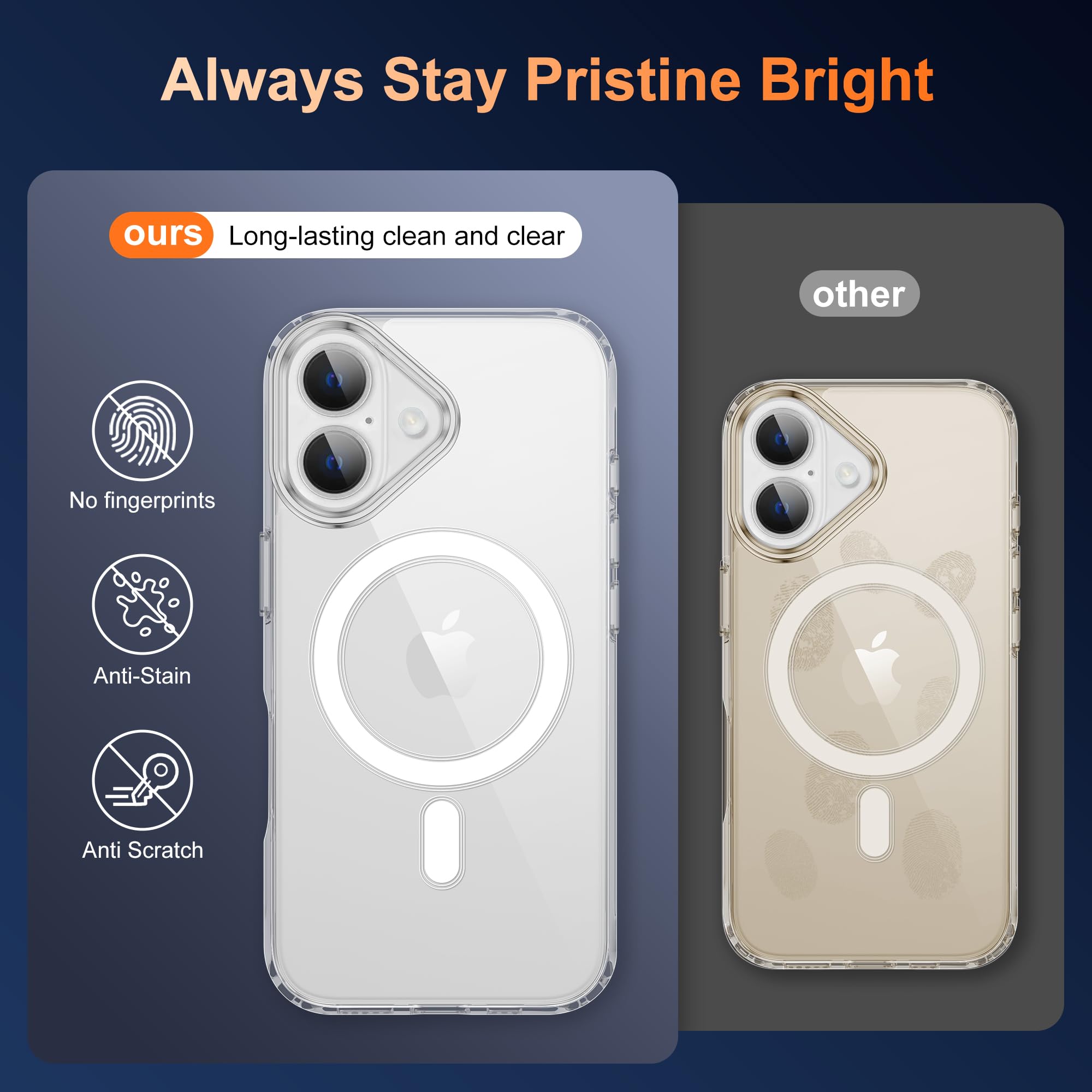 iCatchy for iPhone 17 Compatible with Magsafe Military Grade Drop Protection Anti Yellowing Cell Phone Cover - Rugged Shockproof Protective Transparent Case (Clear)