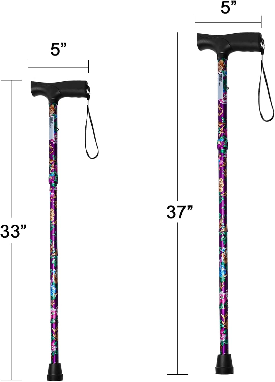 iCatchy Walking Flexible Stick, Easy Adjustable Height Folding Extendable Walking Aid Mobility Aid Collapsible Walking Stick for Unisex UKCA Approved