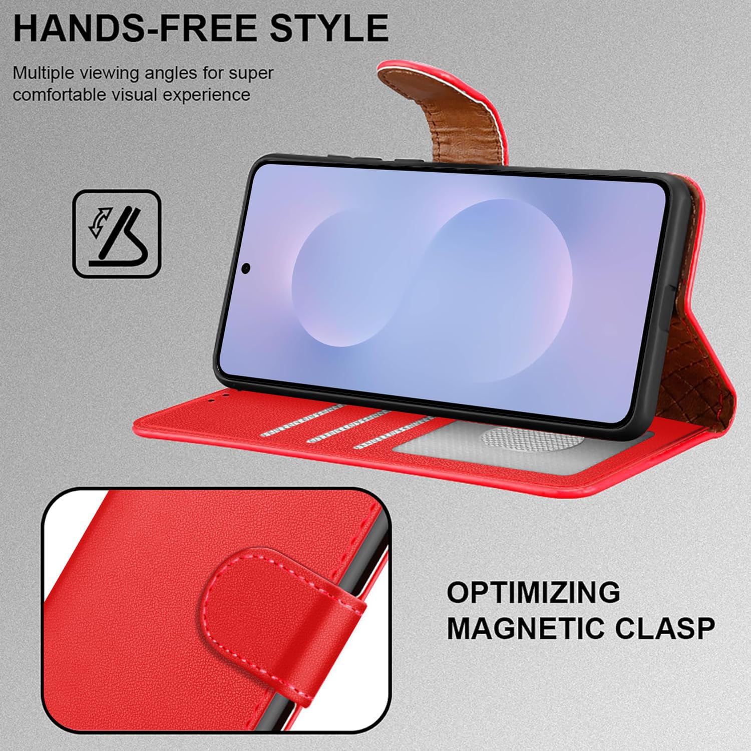 iCatchy for Samsung S25 Edge Case with 4 Card Slots Leather Wallet Flip Book RFID Blocking Magnetic Closure Kickstand Shockproof Protective Phone Cover compatible with Galaxy 25 Edge