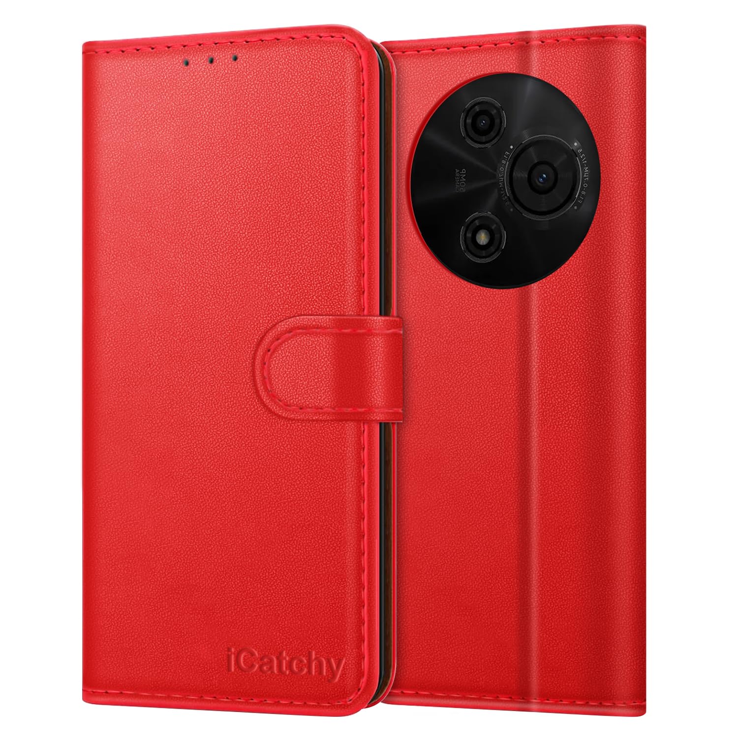 iCatchy for TCL 605 Case with 3 Card Slots Leather Wallet Flip Book RFID Blocking Magnetic Closure Kickstand Shockproof Protective Phone Cover compatible with TCL 605