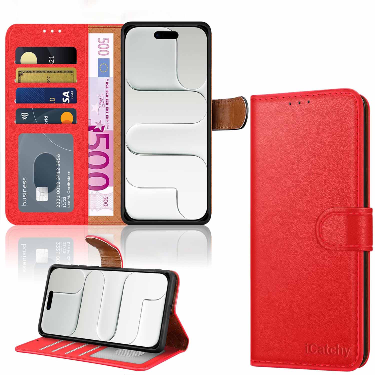 iCatchy for iPhone Air Case 6.5-Inch with 4 Card Slots Leather Wallet Flip Book Magnetic Closure Kickstand Shockproof Protective Phone Cover compatible with iPhone Air
