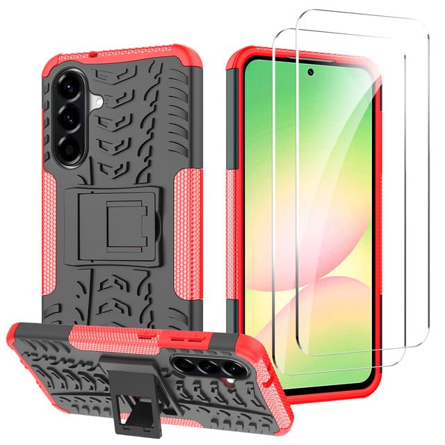 iCatchy Case for Samsung A56 5G Military Grade Shockproof, Heavy Duty Hard Tough Dual Layer Robust Bumper Kickstand Cover and 2 Screen Protector Tempered Glass for Galaxy A56 Phone