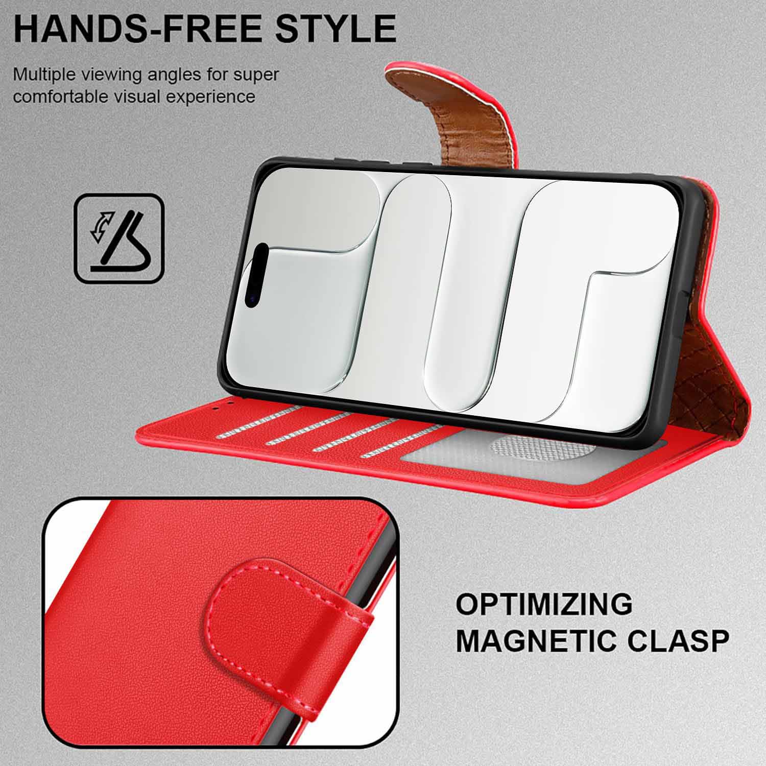 iCatchy for iPhone Air Case 6.5-Inch with 4 Card Slots Leather Wallet Flip Book Magnetic Closure Kickstand Shockproof Protective Phone Cover compatible with iPhone Air