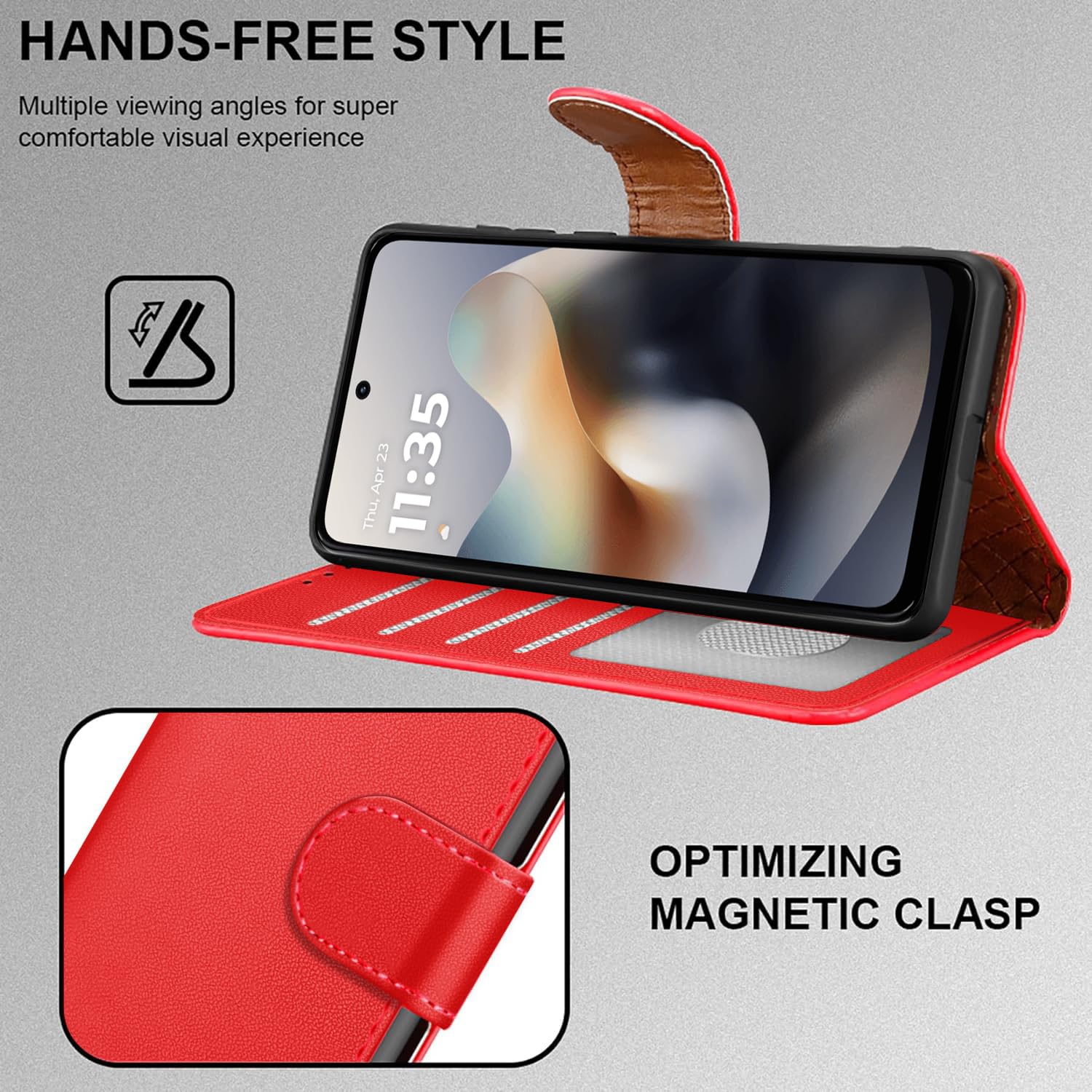 iCatchy for Motorola G56 5G Case with 4 Card Slots Leather Wallet Flip Book RFID Blocking Magnetic Closure Kickstand Shockproof Protective Phone Cover compatible with Moto G56