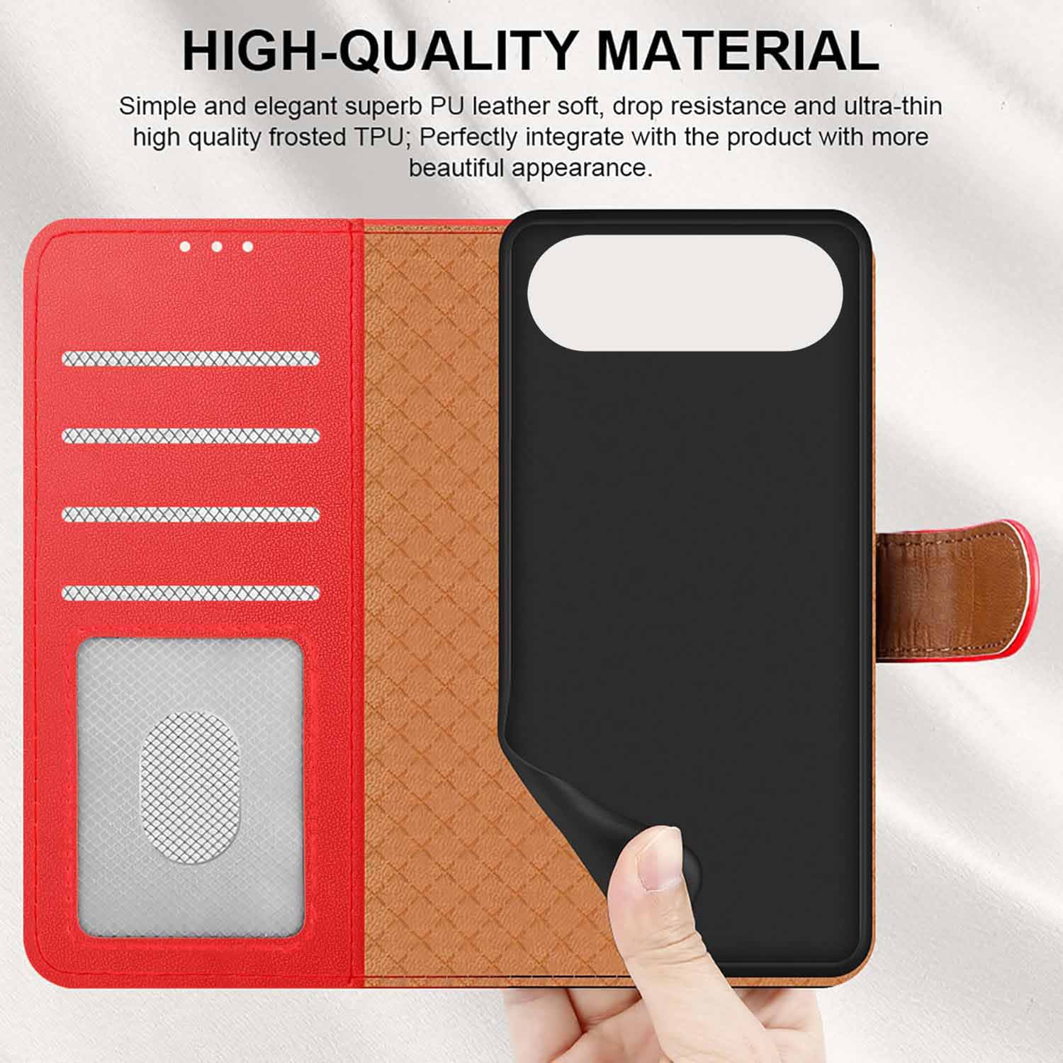 iCatchy for iPhone Air Case 6.5-Inch with 4 Card Slots Leather Wallet Flip Book Magnetic Closure Kickstand Shockproof Protective Phone Cover compatible with iPhone Air