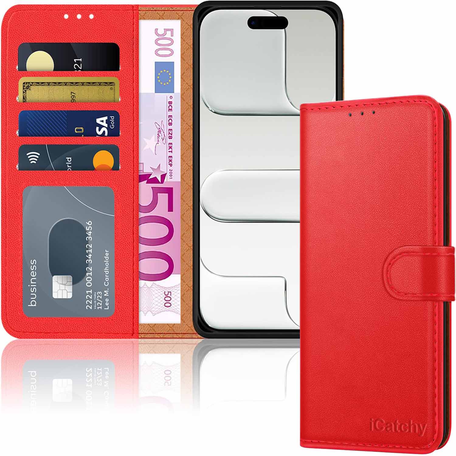 iCatchy for iPhone Air Case 6.5-Inch with 4 Card Slots Leather Wallet Flip Book Magnetic Closure Kickstand Shockproof Protective Phone Cover compatible with iPhone Air