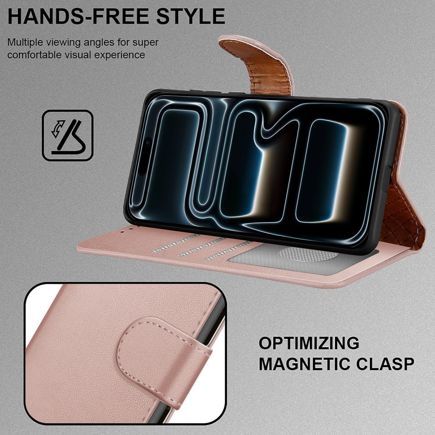 iCatchy for iPhone 17 Pro Case with 3 Card Slots Leather Wallet Flip Book Magnetic Closure Kickstand Shockproof Protective Phone Cover compatible with iPhone 17