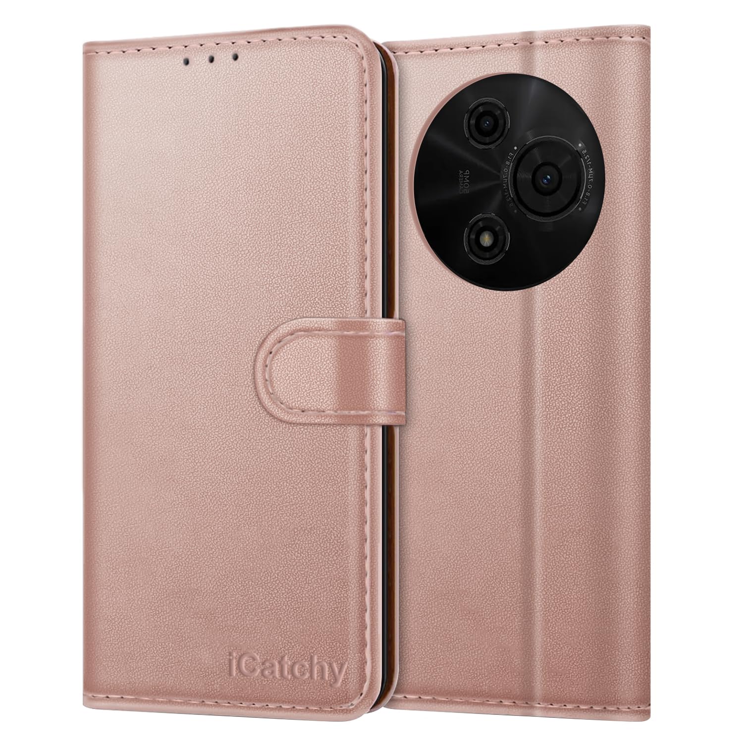 iCatchy for TCL 605 Case with 3 Card Slots Leather Wallet Flip Book RFID Blocking Magnetic Closure Kickstand Shockproof Protective Phone Cover compatible with TCL 605