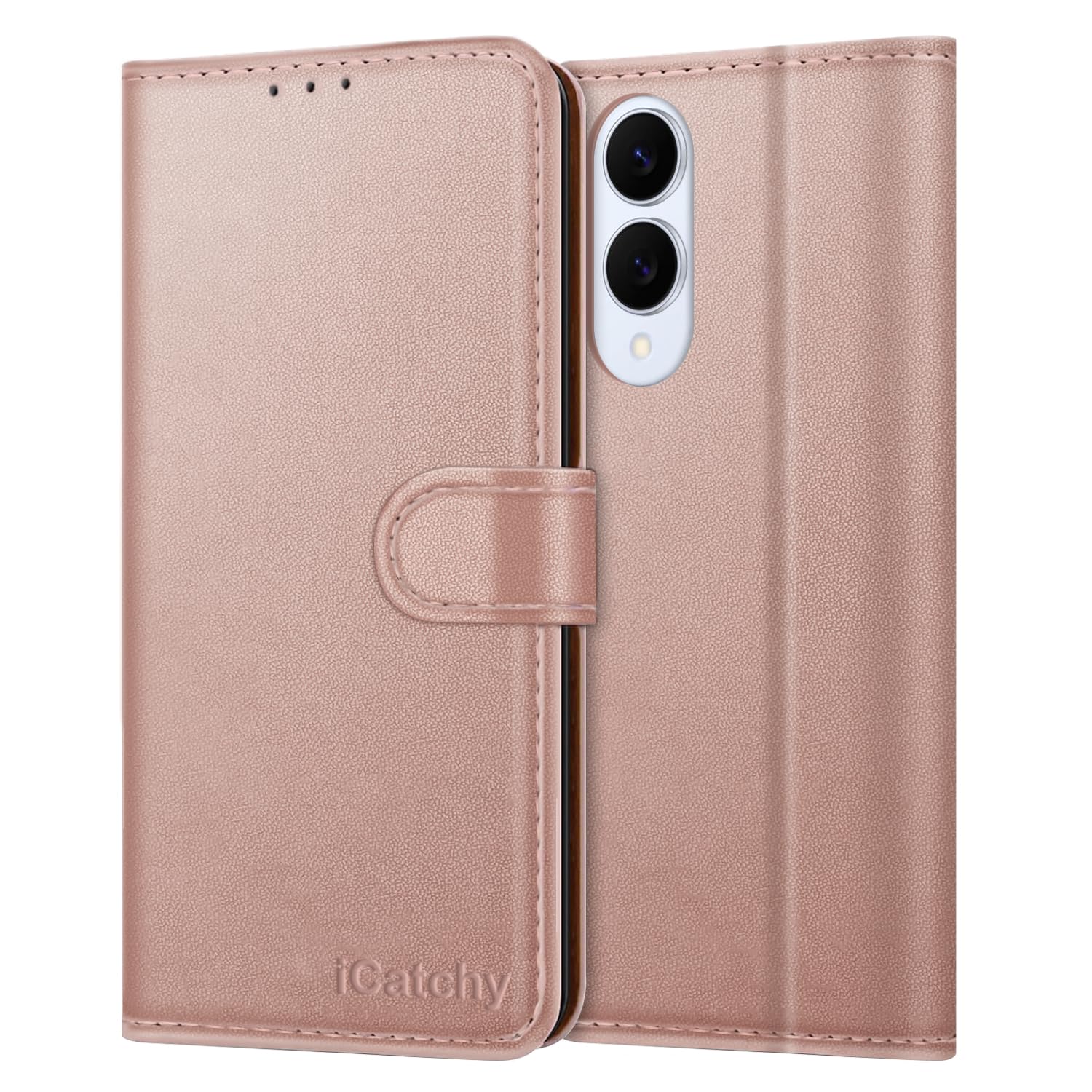 iCatchy for Samsung S25 Edge Case with 4 Card Slots Leather Wallet Flip Book RFID Blocking Magnetic Closure Kickstand Shockproof Protective Phone Cover compatible with Galaxy 25 Edge