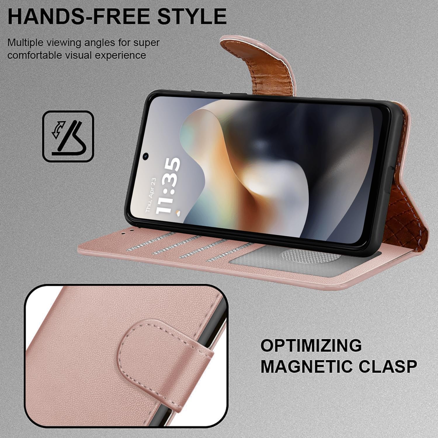 iCatchy for Motorola G56 5G Case with 4 Card Slots Leather Wallet Flip Book RFID Blocking Magnetic Closure Kickstand Shockproof Protective Phone Cover compatible with Moto G56