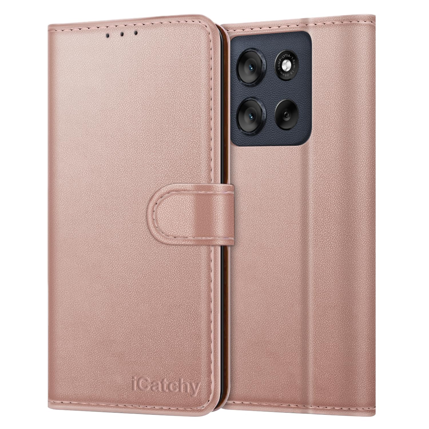 iCatchy for Motorola G56 5G Case with 4 Card Slots Leather Wallet Flip Book RFID Blocking Magnetic Closure Kickstand Shockproof Protective Phone Cover compatible with Moto G56