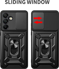 iCatchy Case for Samsung Galaxy S24 FE Camera Cover Shockproof Heavy-duty Military Rugged Ring Holder Kickstand Silicone Tough Hard Armour Case for Samsung S24 FE
